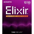 Струны для акустической гитары Elixir 16052 Nanoweb Phosphor Bronze Light 12/53