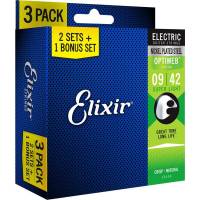 Струни для електрогітари Elixir 3 Pack 16550 Optiweb Nickel Plated Steel Super Light 9/42