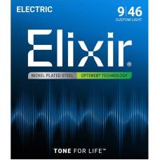 Струны для электрогитары Elixir 19027 Optiweb Nickel Plated Steel Custom Light 9/46