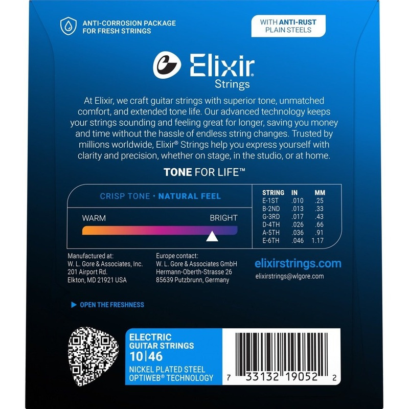 Струны для электрогитары Elixir 19052 Optiweb Nickel Plated Steel Light 10/46