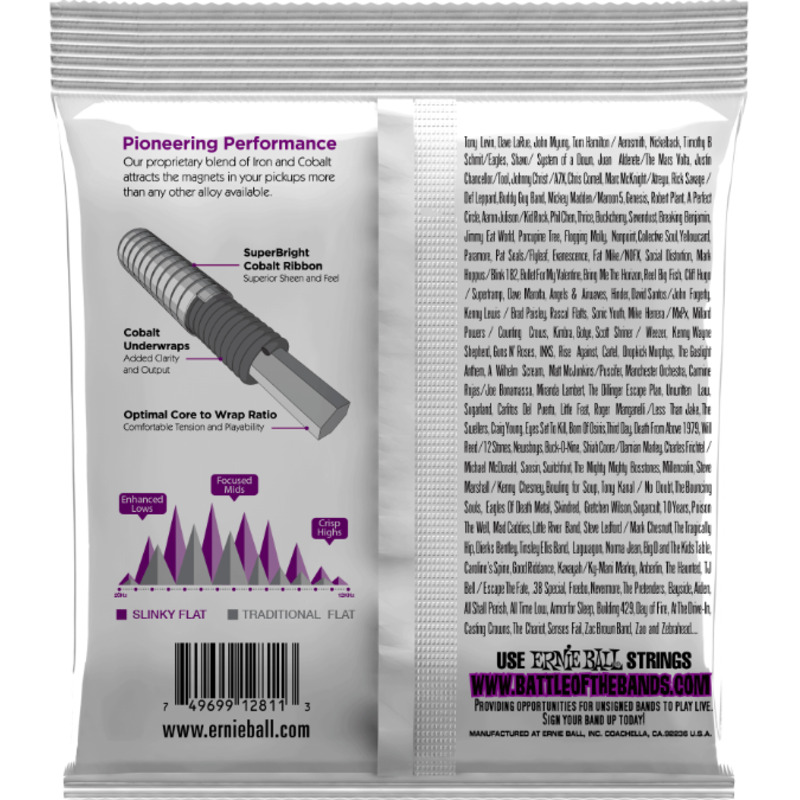 Струны для бас-гитары Ernie Ball 2811 Cobalt Slinky Flatwound 55/110
