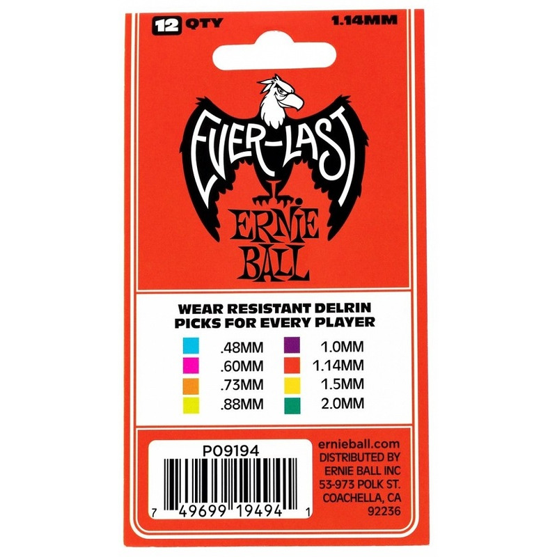 Медіатори Ernie Ball 9194 Red Everlast Guitar Player's Pack 1.14 mm (12 шт.)