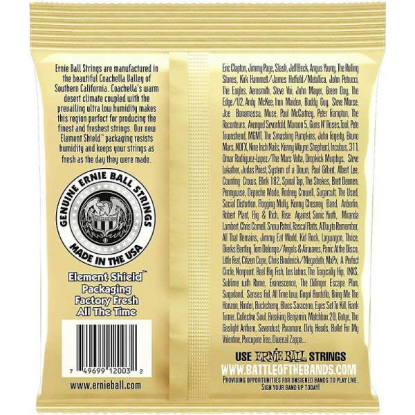 Струны для акустической гитары Ernie Ball 2003 Earthwood 80/20 Bronze Medium Light 12/54