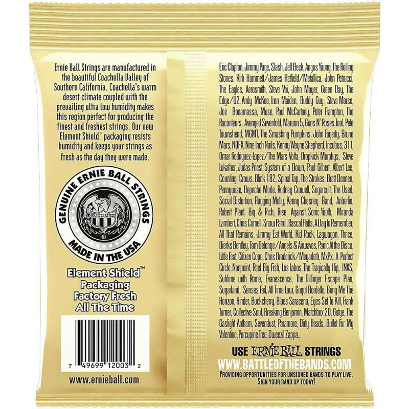 Струни для акустичної гітари Ernie Ball 2003 Earthwood 80/20 Bronze Medium Light 12/54