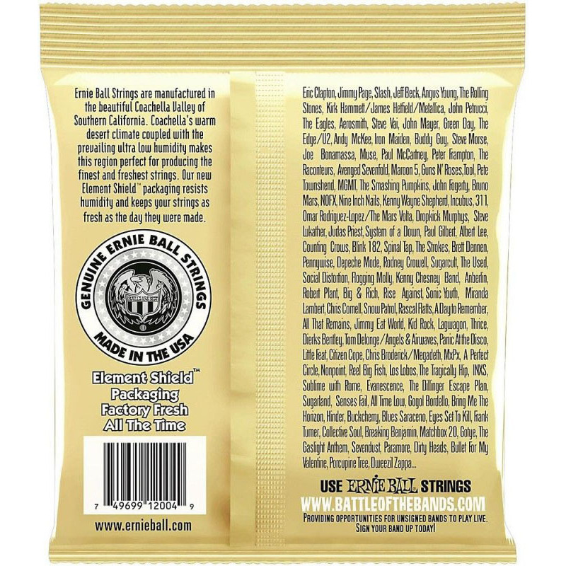 Струны для акустической гитары Ernie Ball 2004 Earthwood 80/20 Bronze Light 11/52