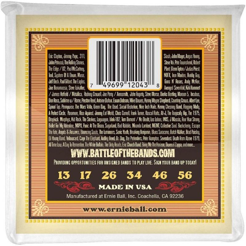 Струны для акустической гитары Ernie Ball 2043 Earthwood 80/20 Bronze Silk and Steel Reguilar 13/56