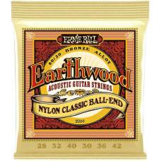 Струны для классической гитары Ernie Ball 2069 Earthwood Folk Nylon Ball End Clear and Gold