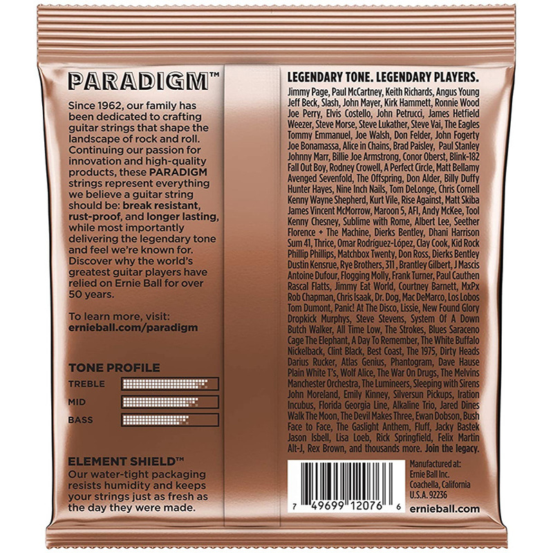 Струны для акустической гитары Ernie Ball 2076 Paradigm Medium Light Phosphor Bronze 12/54