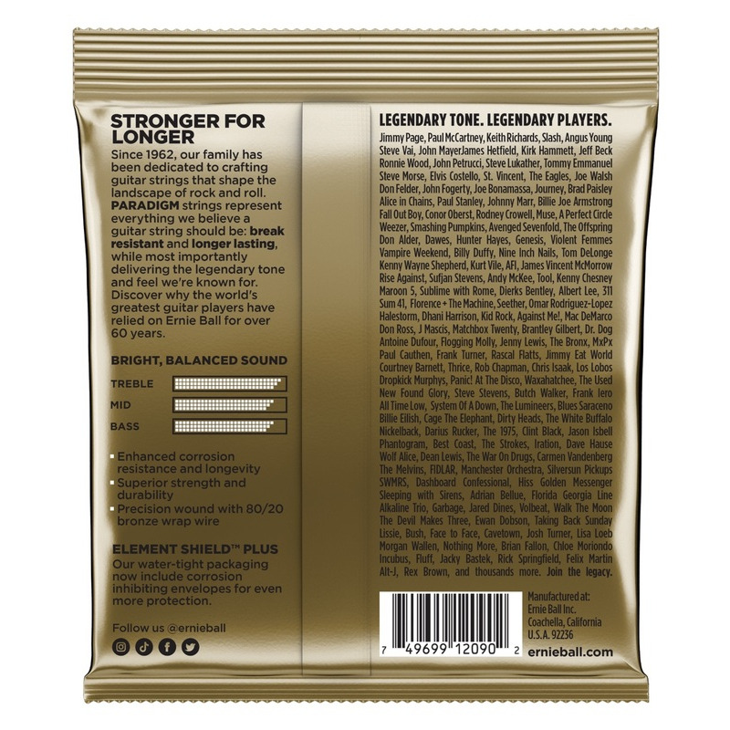 Струны для акустической гитары Ernie Ball 2090 Paradigm Extra Light 80/20 Bronze 10/50