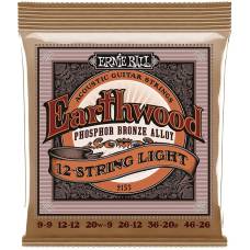 Струны для акустической гитары Ernie Ball 2153 Earthwood Phosphor Bronze 12-String Light 9/46
