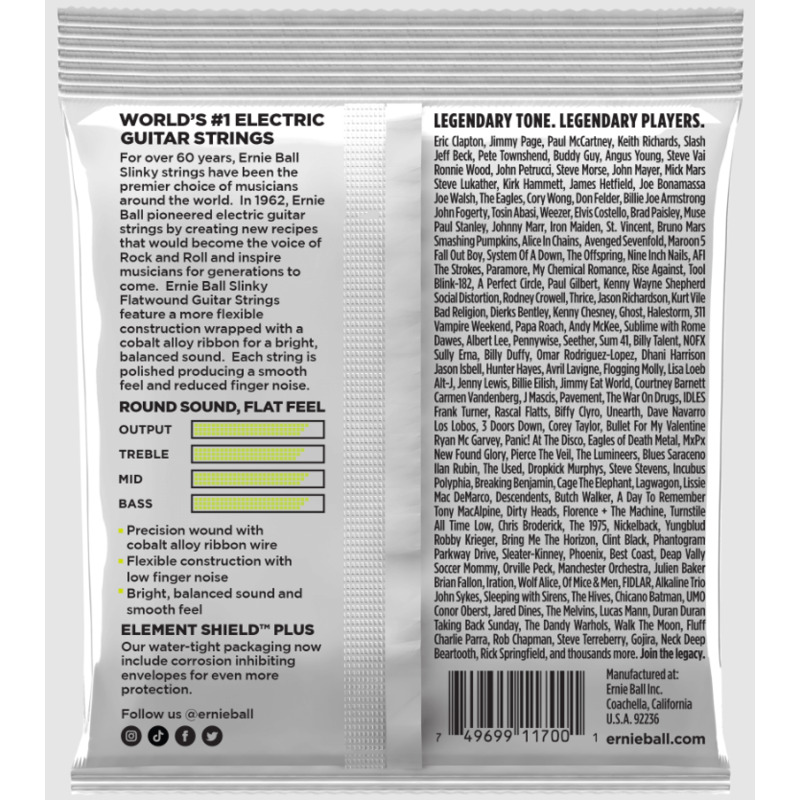 Струны для электрогитары Ernie Ball 2591 Regular Slinky Flatwound 10/46