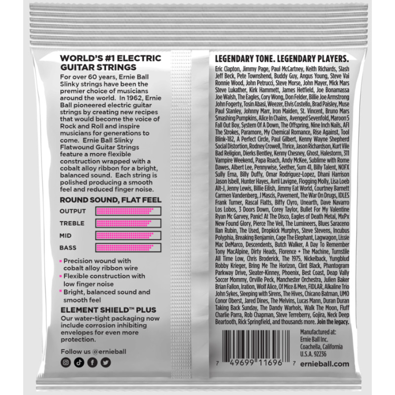 Струны для электрогитары Ernie Ball 2593 Super Slinky Flatwound 9/42