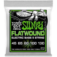 Струны для бас-гитары Ernie Ball 2816 Regular Cobalt Slinky Flatwound 5-Strings 45/130