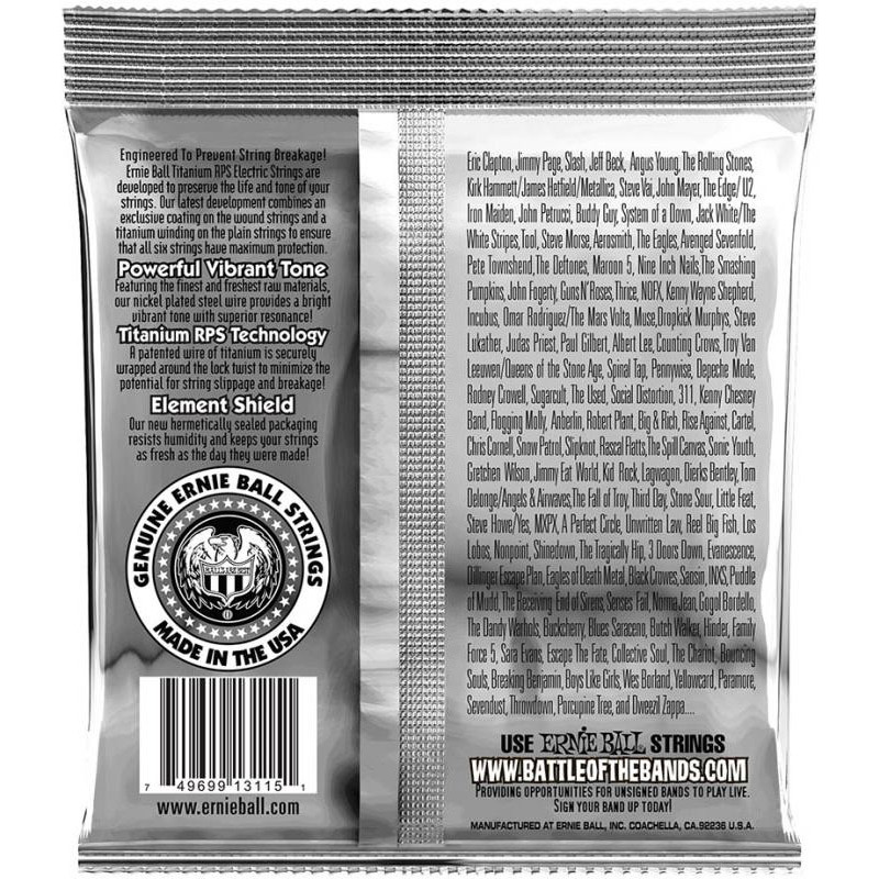 Струни для електрогітари Ernie Ball 3115 Regular Slinky Titanium Coated 10/52