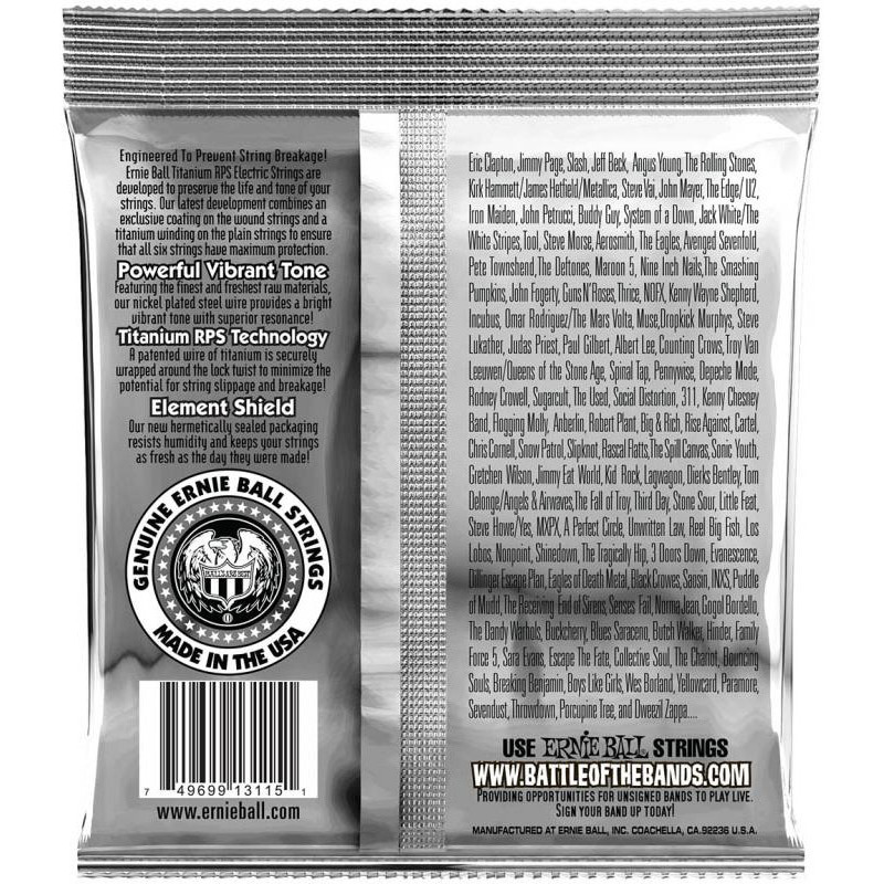 Струни для електрогітари Ernie Ball 3127 Regular Slinky Titanium Coated 11/54
