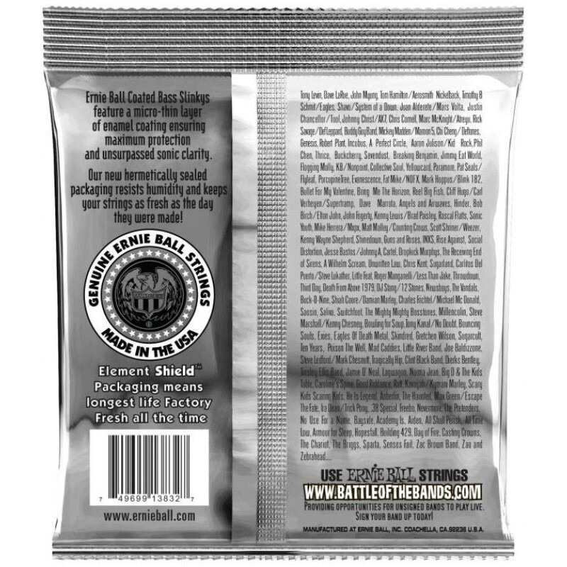 Струни для бас-гітари Ernie Ball 3834 Coated Super Slinky 45/100
