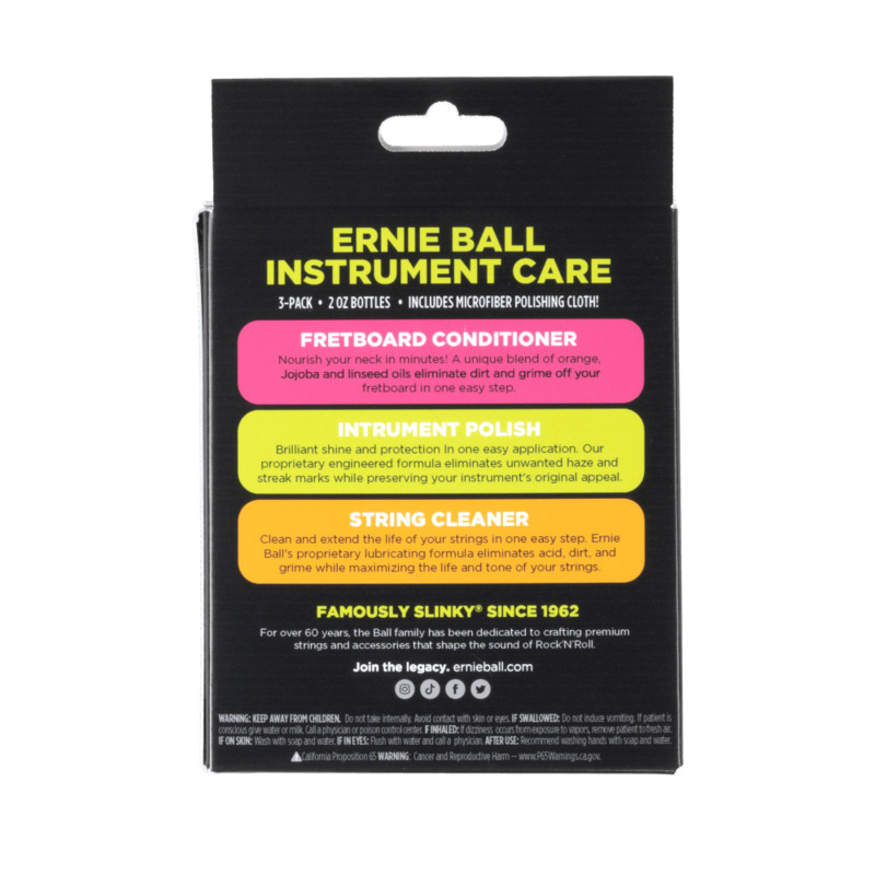 Набір Ernie Ball 4225 Instrument Care 3-pack with Microfiber