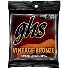 Струны для акустической гитары GHS VN-XL Vintage Bronze Extra Light 11/50