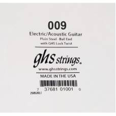 Струна GHS 009 Plain Steel  Ball End .009