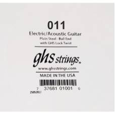 Струна GHS 011 Plain Steel  Ball End .011