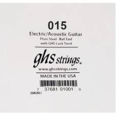 Струна GHS 015 Plain Steel  Ball End .015