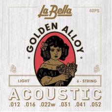 Струны для акустической гитары La Bella 40PS 80/20 Golden Alloy Light 12/52