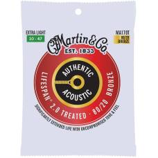Струны для акустической гитары Martin MA170T Lifespan Treated 80/20 Bronze Extra Light 10/47