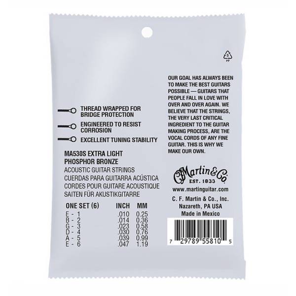 Струны для акустической гитары Martin MA530S Marquis Silked Phosphor Bronze Extra Light 10/47