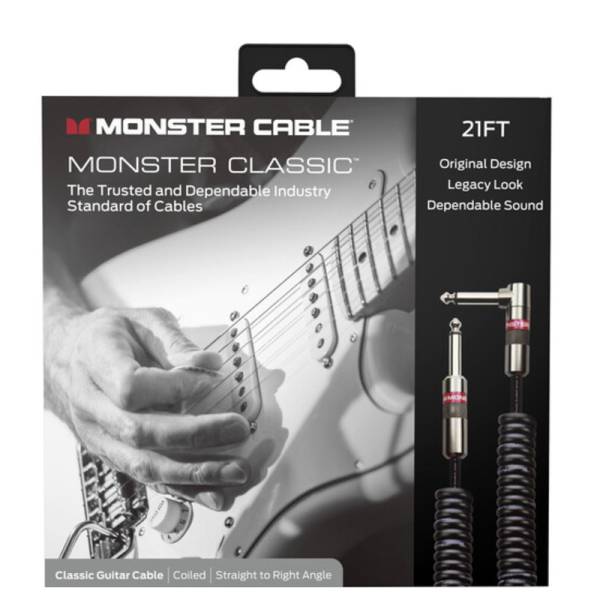 Інструментальний кабель Monster CLAS-I-21ACWW Coiled Cable Straight Jack - Angled Jack 6.4м.