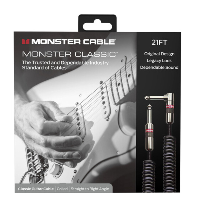 Інструментальний кабель Monster CLAS-I-21ACWW Coiled Cable Straight Jack - Angled Jack 6.4м.