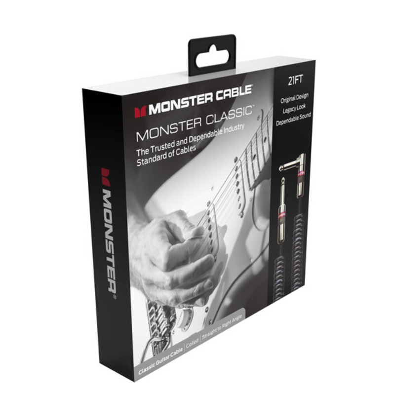 Інструментальний кабель Monster CLAS-I-21ACWW Coiled Cable Straight Jack - Angled Jack 6.4м.