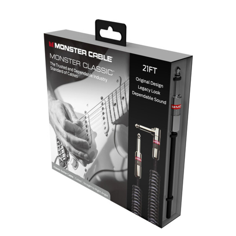 Інструментальний кабель Monster CLAS-I-21ACWW Coiled Cable Straight Jack - Angled Jack 6.4м.