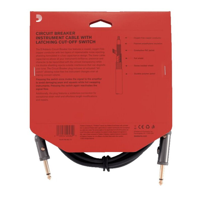 Кабель инструментальный D'ADDARIO PW-AGL-20 Curcuit Breaker Latching Switch (6m)