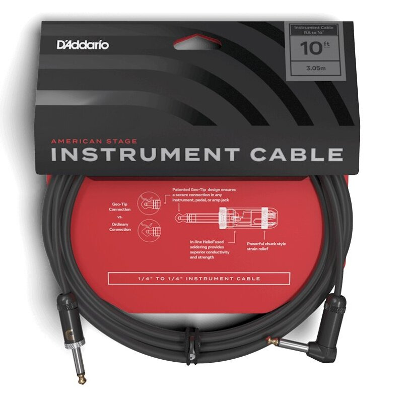 Інструментальний кабель D'ADDARIO PW-AMSGRA-10 American Stage, Right to Straight (3m)