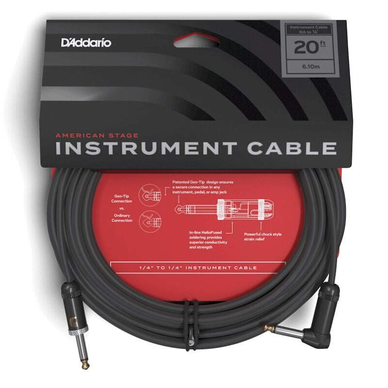 Кабель инструментальный D'ADDARIO PW-AMSGRA-20 American Stage, Right to Straight (6m)