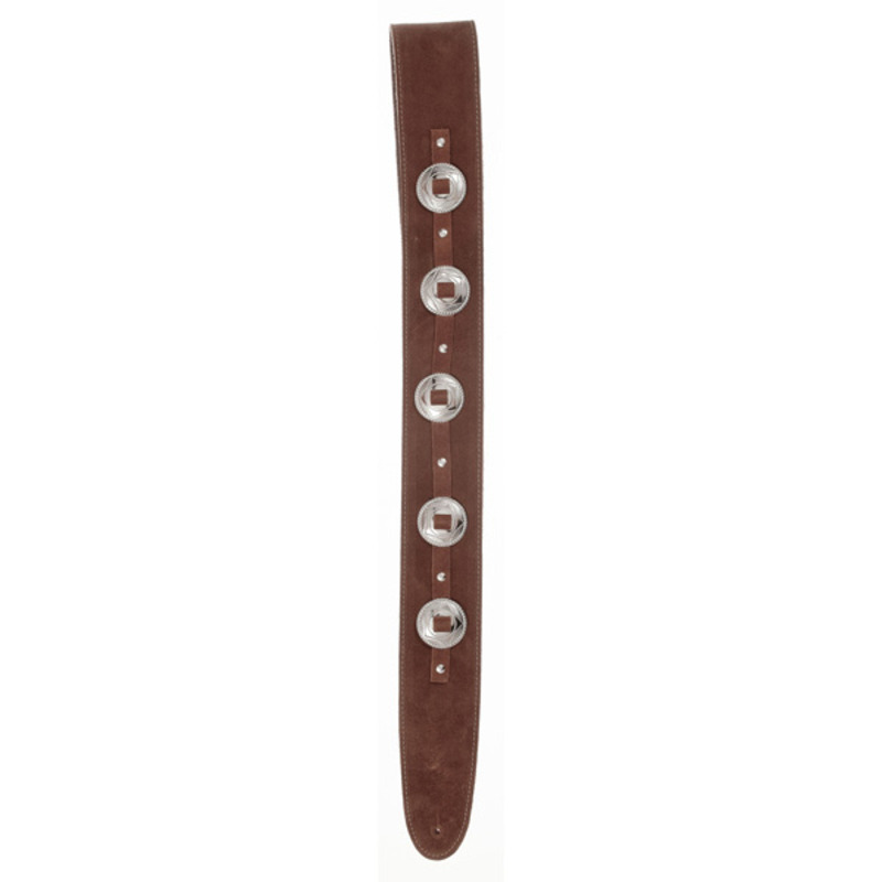 Ремень для гитары D'ADDARIO DELUXE LEATHER GUITAR STRAP (CONCHOS, BROWN)