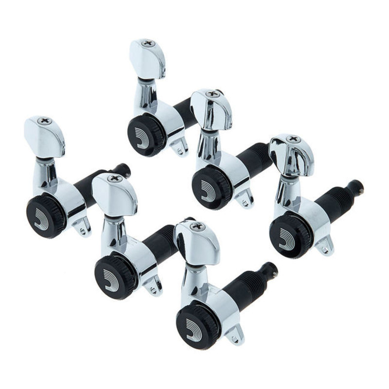 Колки D'ADDARIO PWAT-6R1 AUTO-TRIM TUNING MACHINES (6 In-line, Chrome) (6 шт.)
