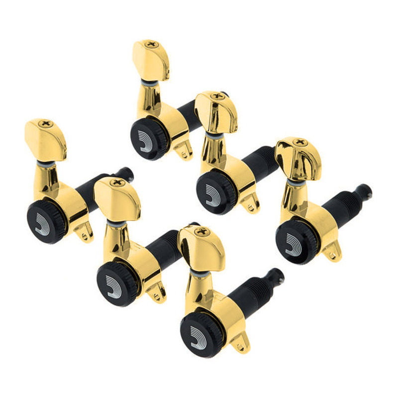 Колки D'ADDARIO PWAT-6R3 AUTO-TRIM TUNING MACHINES (6 in-line, Gold) (6 шт.)