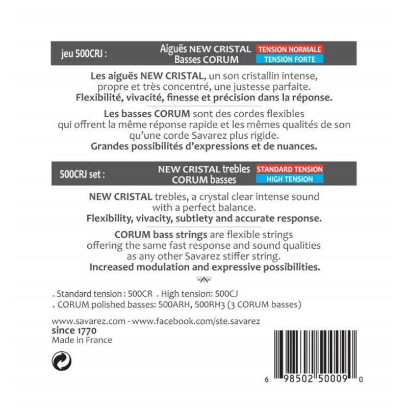 Струни для класичної гітари Savarez 500CRJ Corum New Cristal Mixed Tension