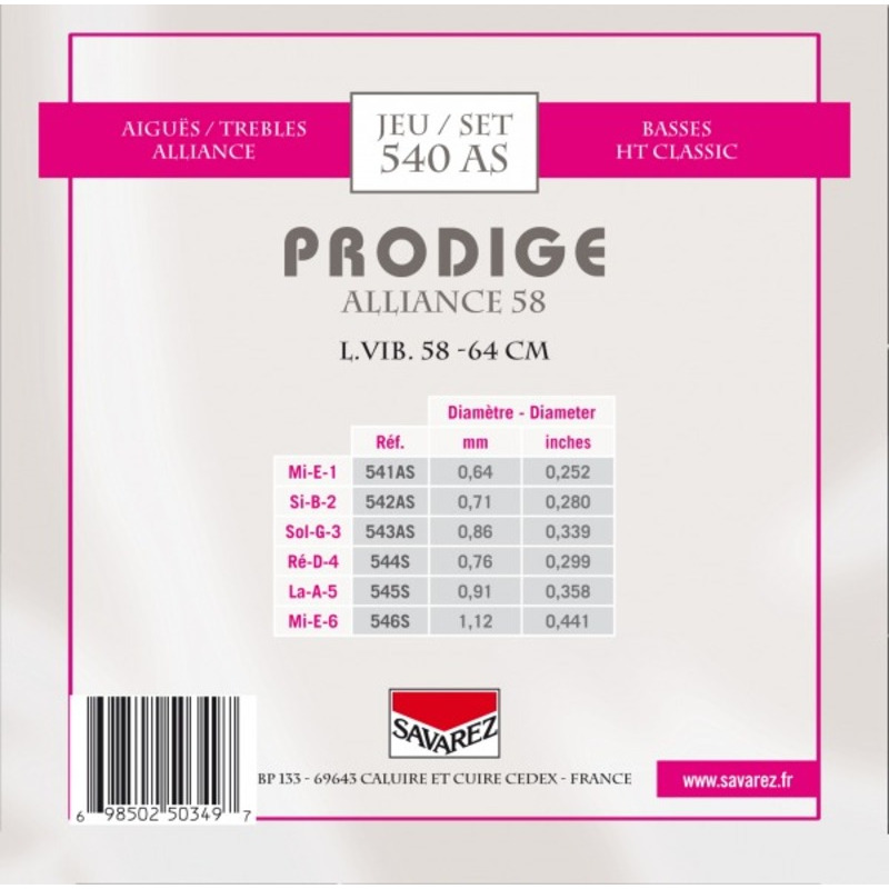 Струны для классической гитары Savarez 540AS Prodige 58/64 cm